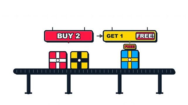 Buy two get one free retail promotion with gift boxes