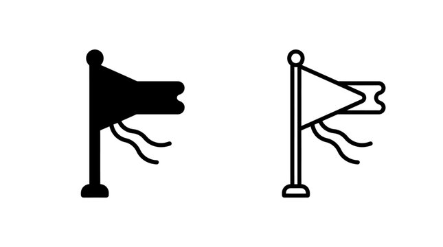 Waving pennant flag on pole graphic icon with shipping