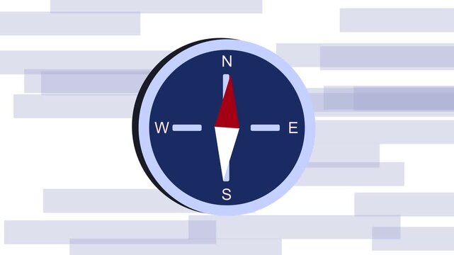Animated navigation compass with spinning needle representing business direction, strategy, and exploration concept