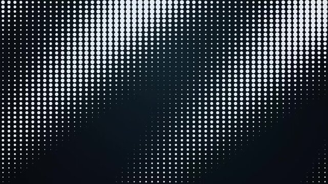 Minimalist monochrome halftone dot matrix motion background animation featuring subtle shifting white circular patterns on a dark navy blue canvas for modern digital design projects
