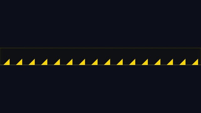 Minimalist yellow and black caution tape pattern graphic motion background featuring repeated hazard triangles for industrial safety and restricted area design concepts