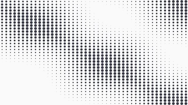 Minimalist black and white halftone dot pattern motion background with dynamic geometric dot gradients for modern graphic design and digital media projects