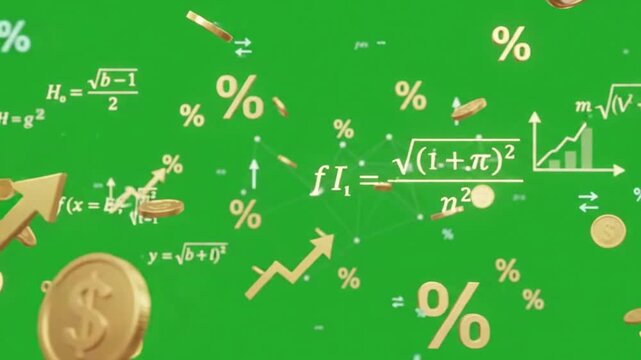 Science Physics Formulas Binary Code and Mathematics Motion Graphics on Green Screen.