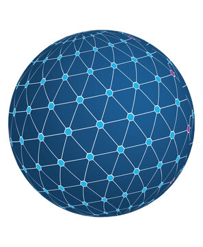 Abstract geometric sphere formed by a network of interconnected nodes and lines with connectivity geometry structure technology connection communication internet illustration