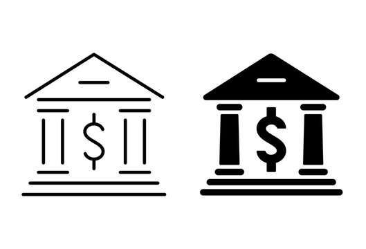 Bank building icon set. Vector