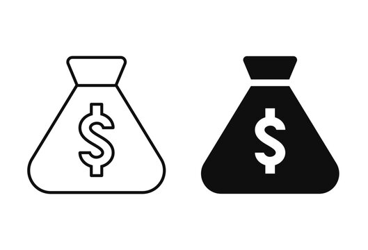 Money bag icon set. Vector