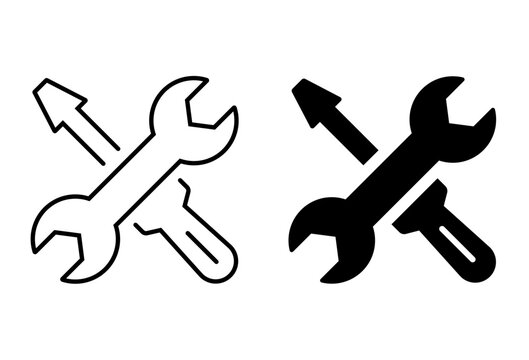 Repair tool icon. Wrench and screwdriver symbol. Vector