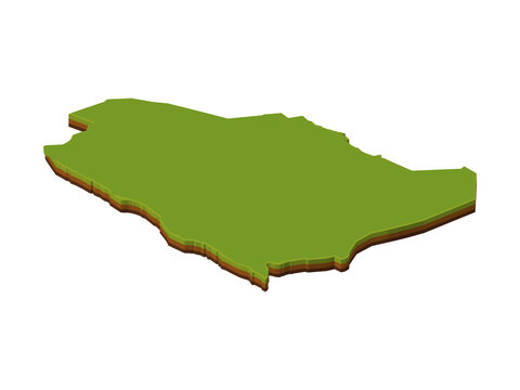 Multilayer Isometric Map of SAUDI ARABIA Isolated on Transparent Background
