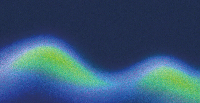 Blue and lime glowing waves on navy grainy gradient