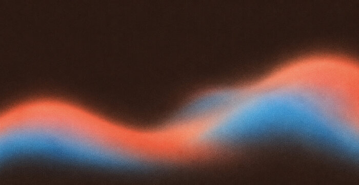 Coral orange and blue glowing wave on dark brown