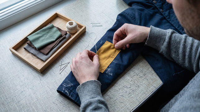 Volunteer Sewing Patch Restores a Child&rsquo;s Worn Jacket Cuff