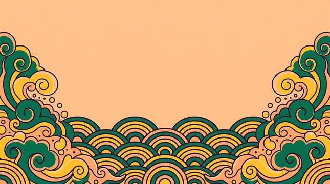 Elegant japanese wave pattern border featuring traditional cloud designs for graphic layouts background oriental tradition ornament abstract decorative illustration template