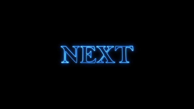 Image Futuristic glowing neon text effect reading next title card motion graphics design element for modern cyberpunk video intros and sci-fi title
sequences digital template.