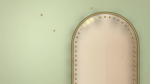 Cream velvet padded panel with gold nailheads christmas close-up