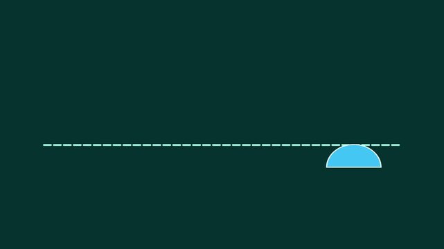Minimalist motion animation of colorful semicircles moving along a dashed line abstract geometric