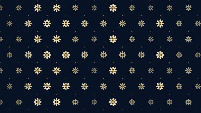 Seamless loop animated background inspired by Indonesian truntum batik flower pattern twinkling