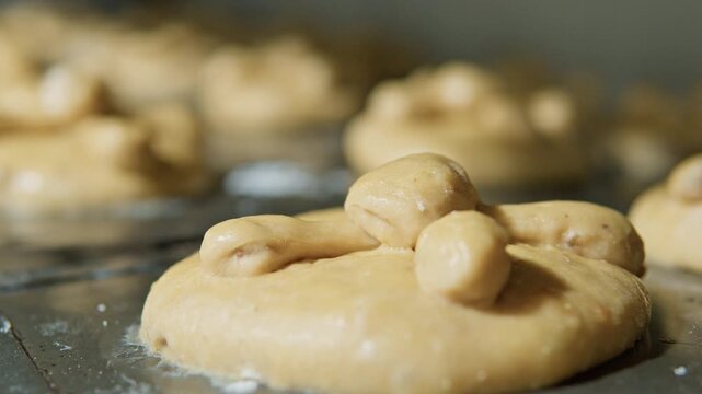 Mexican day of the dead bread dough rising in bakery oven