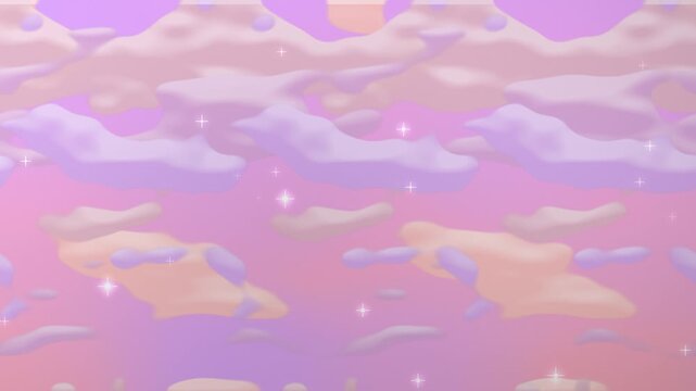 Animaci&oacute;n en bucle de cielo pastel de unicornio con nubes a la deriva