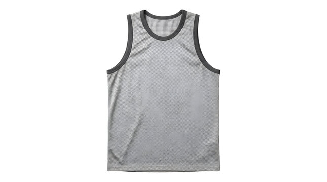 Grey sleeveless gym tank top with black polka dot pattern for sports
