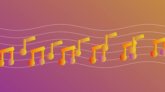 Animation of musical notes moving depicting sound and song