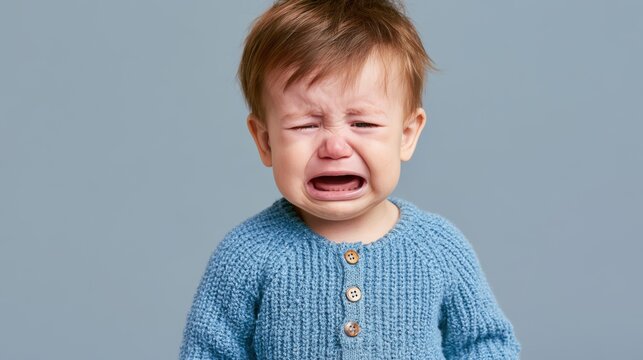 closeup photo of a cute little baby boy child crying and screaming isolated, childhood, unhappy, emotion, sad, sadness, pain