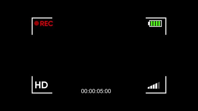 Digital camera recording overlay with rec indicator and battery status ui interface viewfinder