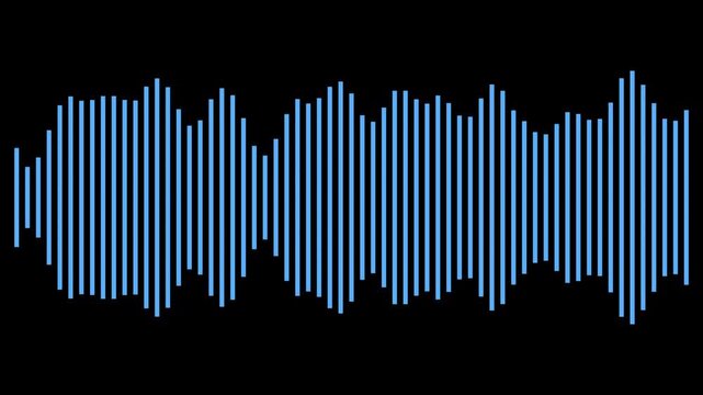 Dynamic blue audio waveform equalizer animation, digital sound frequency visualization for music production and technology concepts