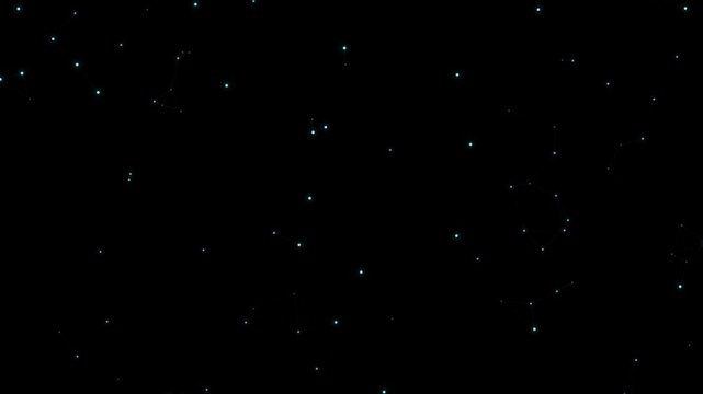 A minimalist dark digital background featuring glowing cyan nodes and thin connecting lines in a subtle technological constellation pattern.