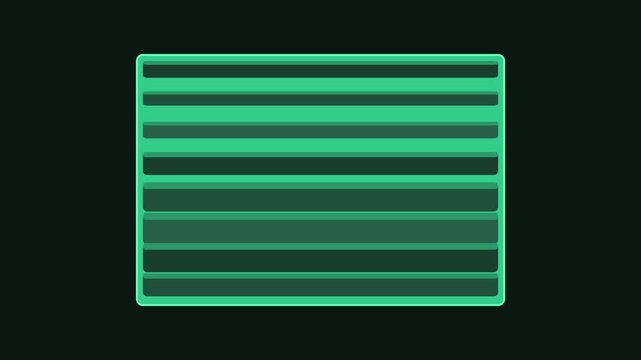Neon green digital loading bar animation, futuristic hud progress indicator for ui and tech interfaces