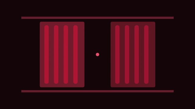 Minimalist abstract motion with pulsing red circles and vertical stripes, modern geometric background, for digital presentations, and tech interfaces