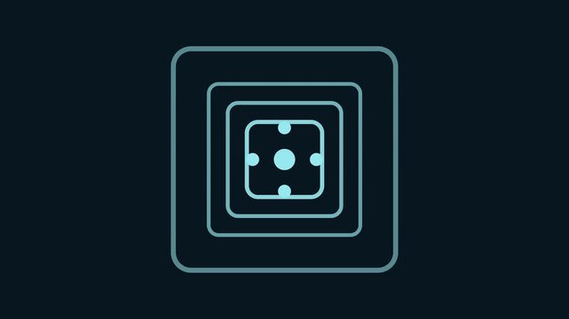 Minimalist abstract geometric motion background, with pulsing neon, squares and circles