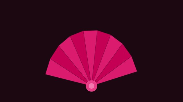 Minimalist pink hand fan animation loop on dark background, abstract motion folding magenta