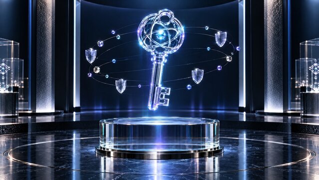 Futuristic Quantum Cryptography Key and Data Security Concept