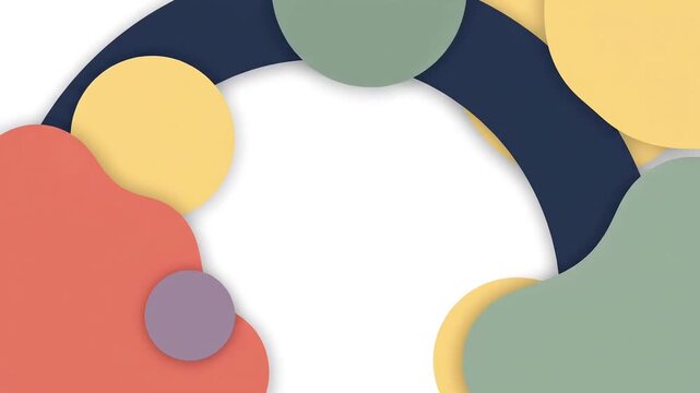 Abstract Organic Paper Cut Shapes and Circles Moving Frame on White Background Animation