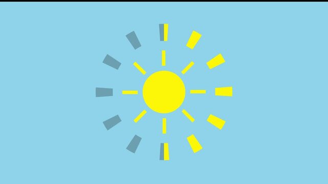 Animated day and night cycle icon with sun and moon phases rotating on a blue background. Perfect time concept and interface animation loop.