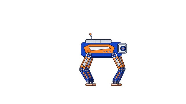 Four Legged Exploration Robot Walking Sequence Flat Vector Animation