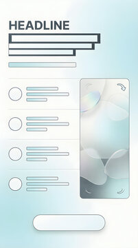 Modern mobile application interface design template with clean layout and placeholder elements
