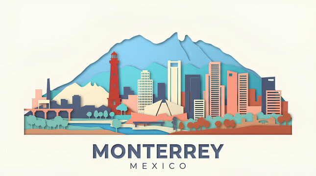 Vibrant Monterrey cityscape with mountain backdrop showcasing iconic skyline and natural landscape of Mexico's northeastern
