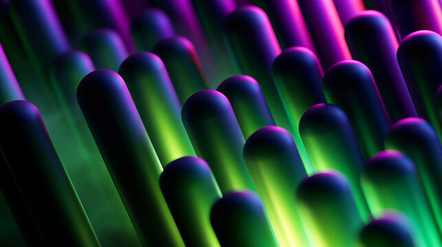 Abstract 3D Cylindrical Pattern with Vibrant Neon Lighting