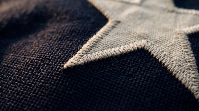 Close Up of Embroidered Star on American Flag
