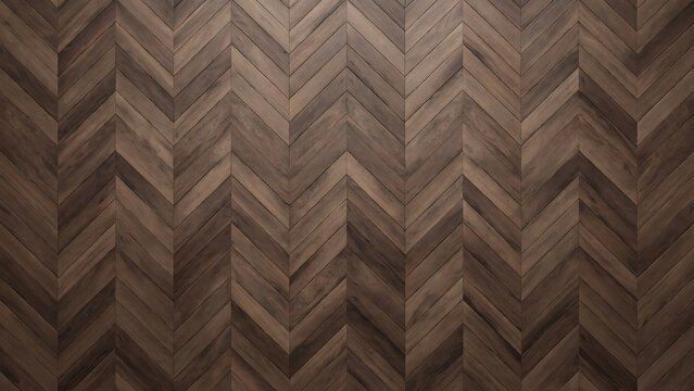 Dark walnut wood herringbone flooring texture featuring rich brown tones and detailed grain patterns for interior surfaces