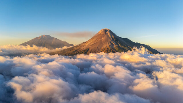 Aerial view of Mount Merapi in Indonesia 