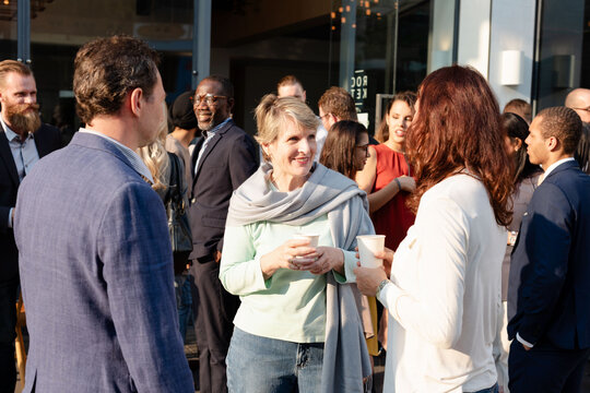 Diverse group enjoying outdoor event