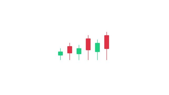 Dynamic illustration of a growing stock market, featuring an ascending pattern of red and green candlestick charts symbolizing consistent financial progress