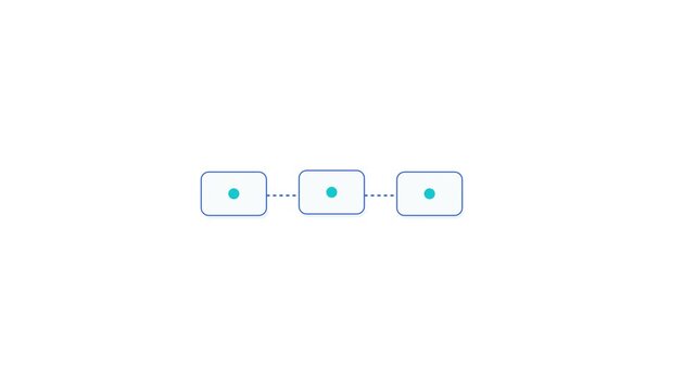 Minimalist blockchain node connection vector icon representing data structure network and sequence workflow process