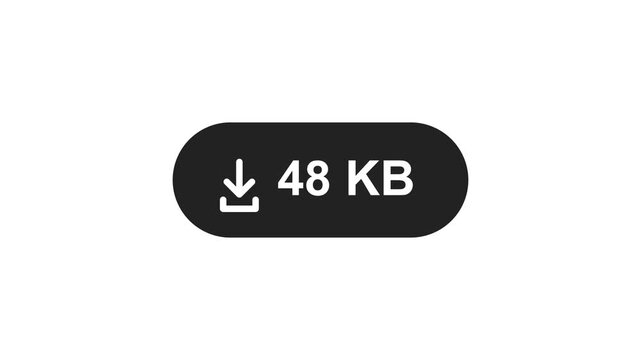 Download Button with File Size Loading on White Background. 4K Video