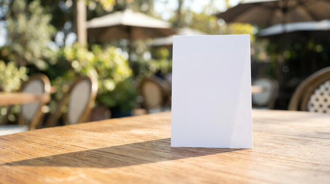 Stand Mock up Menu frame tent card blurred background design key visual layout