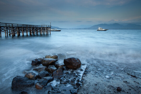 A gloomy sunset on a beach in Banyuwangi, East Java