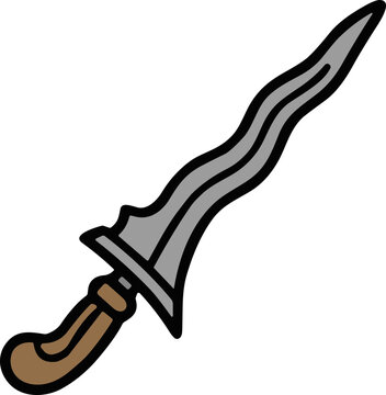 Wavy Kris Dagger Illustration: Traditional Southeast Asian Ceremonial Weapon
