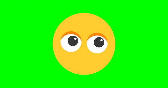Yellow emoji faces with moving eyes on green background